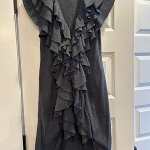 Romeo & Juliet Couture Dark gray Ruffled Cardigan Sweater Open Front Size Medium